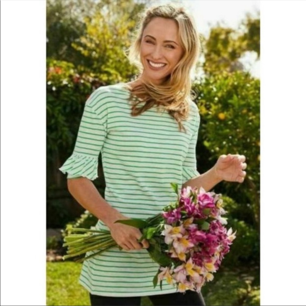 Matilda Jane Daydream Sugar Sugar Striped Top with Ruffles on Sleeves, Size Xs
